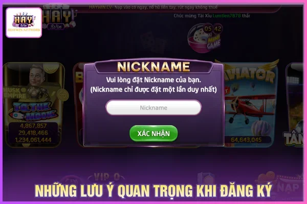 Lưu ý cần nhớ khi đăng ký HAYWIN